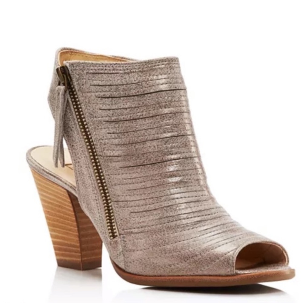 Paul Green | Leather Peep Toe Sandal Silver Size 5